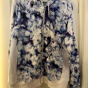 INC International Concepts Blue and White Tie-Dye Hoodie